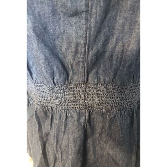 Lane Bryant Blouse Denim Top Smocked Waist Off Cold Shoulder jean shirt top - Picture 11 of 14